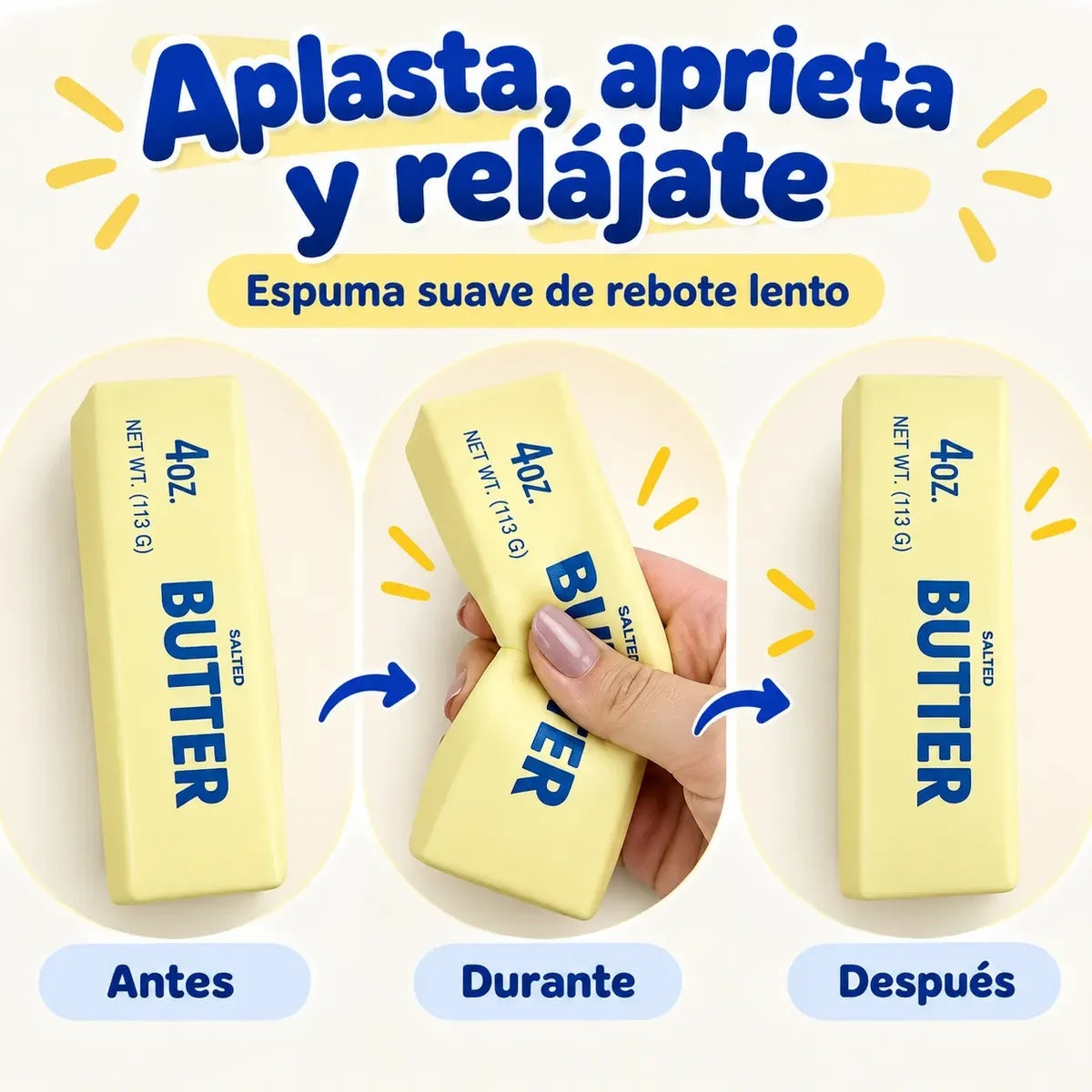 x2 Squishy Barra De Mantequilla Antiestrés 4 Oz