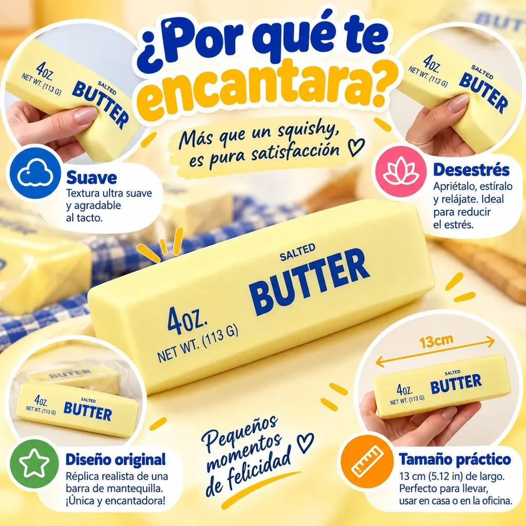 x2 Squishy Barra De Mantequilla Antiestrés 4 Oz